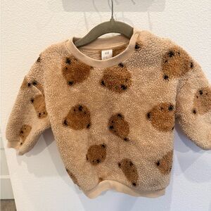 H&M Tan Teddy Sherpa Kids Sweatshirt with Brown Bear Faces